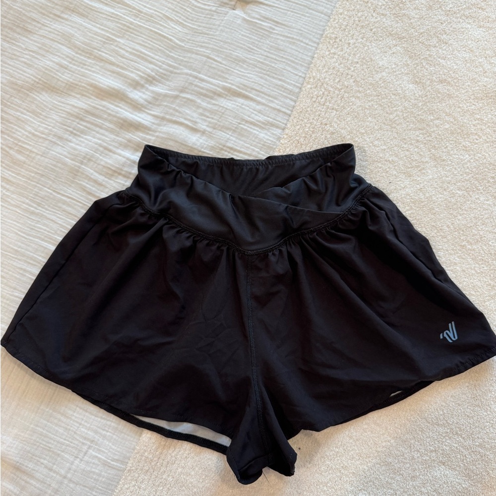 Varsity Black Women's vcut butterfly Athletic Shorts
